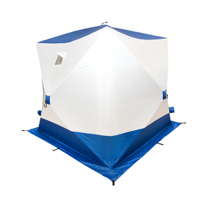 Палатка зимняя куб СЛЕДОПЫТ, 2,15х2,15 м, S по полу 4,6 кв.м, 3 слоя, цвет синий/белый, фото 3