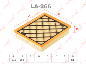 Фильтр воздушный LYNXauto LA-266. Для FORD ФОРД Galaxy/S-Max 1.5-2.0D 15>/Mondeo(Мондео) V 1.0-2.0D 14>, фото 1