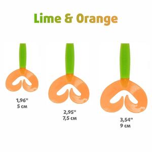Твистер несъедоб. Credo Double Tail 2,95"/7,5 см Lime & Orange 100шт. (HS-12-020-N) Helios, фото 2