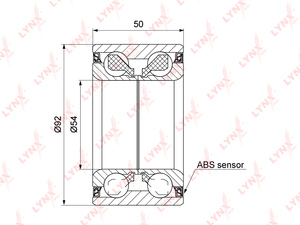 Подшипник ступицы передний с ABS (50x54x92) LYNXauto WB-1423. Для: MERCEDES-BENZ C220D-350D(W204) 4-matic 07-14 / CLS250D-500(C218) 4-matic 11> / E220D-500(W212) 4-matic 09> / GLK200D-350D(X204) 4-matic 08-15 / S320D-500(W221) 4-matic 05-13, фото 1