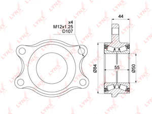 Подшипник ступицы задний LYNXauto WB-1032. Для: INFINITI FX35/45(S50) 02>, NISSAN Elgrand(E51) 2.5-3.5 02-10, фото 1