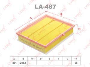 Фильтр воздушный LYNXauto LA-487. Для: TOYOTA Тойота Auris(Аурис)(E180) 1.6D 15> / Avensis(Авенсис)(T27) 1.6D-2.0D 15> / RAV(РАВ) 4 IV 2.0D 15> / Verso 1.6D 13>, фото 1