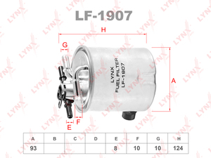 Фильтр топливный LYNXauto LF-1907. Для: NISSAN Murano(Z51) 2.5D 10> / Qashqai 1.5D 07> / X-Trail(T31) 2.0D 07>, фото 1