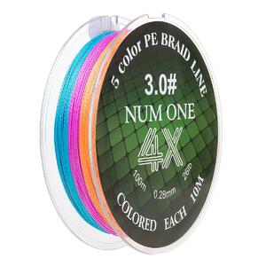 Шнур NUM ONE PE4X-100M 3.0#/0,285 mm Multi Colour Ryobi, фото 4