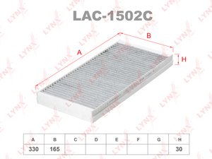 Фильтр салонный угольный LYNXauto LAC-1502C. Для CADILLAC BLS 06>, FIAT Фиат Croma 05>, OPEL Опель Combo 01>/Corsa(Корса) C 00>/Signum 03>/Vectra(Вектра) C 02>, SAAB СААБ 9-3 02>, фото 1