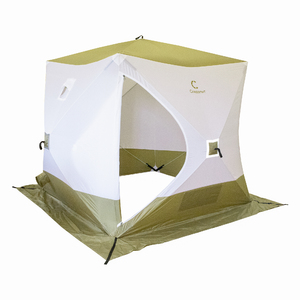 Палатка зимняя куб СЛЕДОПЫТ 2,1 х2,1 м, Oxford 210D PU 1000, S по полу 4,4 кв.м, цвет оливковый/белый, фото 11