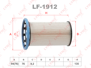 Фильтр топливный LYNXauto LF-1912. Для: AUDI Q3 2.0D 11>, VW Passat 1.6D-2.0D 05-14 / Sharan 2.0D 10> / Tiguan 2.0D 07>, фото 1