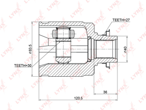 ШРУС внутренний LYNXauto CI-3706. Для: Honda, Хонда, Accord(Акорд) VII 2.0-2.4 03> / Civic(Цивик) 1.6-1.8 98> / HR-V 1.6 99> / Stream(RN) 1.7-2.0 01>., фото 2