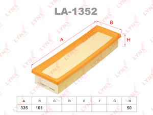 Фильтр воздушный LYNXauto LA-1352. Для: CITROEN Berlingo 1.1-1.4 02> / C2 1.1-1.4 02> / C3 1.1-1.4 02>, PEUGEOT 1007 1.4 05> / 207 1.4 06> / Partner 1.1-1.4 96>, фото 1