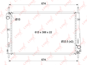 Радиатор охлаждения (технология пайки) LYNXauto RB-1041. Для: FORD Mondeo III 1.8-2.0 00-07, фото 1