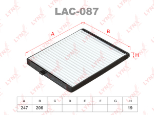 Фильтр салонный LYNXauto LAC-087. Для: CHEVROLET Aveo 06> / Kalos 05>, DAEWOO Kalos 02>, фото 1