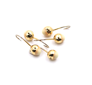 Мормышка "ЯМАН" шар с отв.,цв.GOLD PLATED, с фосф. пяткой, d 5, вес 0,7 г (уп. 5 шт.), фото 2