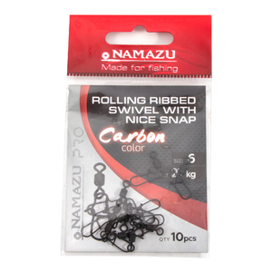 Вертлюг с застежкой Namazu Pro ROLLING RIBBED SWIVEL WITH NICE SNAP, цв. Carbon, р. 6, test-27 кг, к, фото 6
