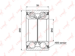 Подшипник ступицы передний с ABS (39x42x80) LYNXauto WB-1299. Для: Renaul, Рено, Duster(Дастер) 1.2-1.6 10> / Fluence(Флюенс) 1.5D-2.0 10> / Megane(Меган) III-IV 1.2-2.0 08> / Scenic(Сценик) III., фото 2