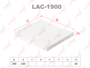 Фильтр салонный LYNXauto LAC-1900. Для: SSANGYONG New Actyon 2.0D 10> / Korando C 2.0D 10>, фото 1