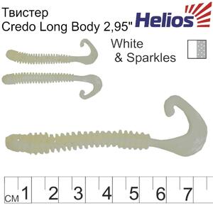 Твистер Credo Long Body 2,95"/7,5 см White & Sparkles 12шт. (HS-9-002) Helios (0), фото 3