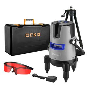 Уровень лазерный самовыравнивающийся в кейсе DEKO DKLL02RB PRO SET 2 PREMIUM со штативом 1 м (2 линии, красный луч) 065-0102-1, фото 1