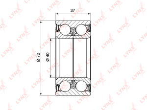 Подшипник ступицы передний (37x40x72) LYNXauto WB-1058. Для: VW Фольксваген Caddy II 1.4-1.6 95-04 / Golf(Гольф) II-III 1.0-2.9 >97 / Jetta(Джета) II 1.3-1.8 >91 / Passat(Пассат) 1.6-2.8 >96 / Polo 1.6-1.9D 95-02 / Vento 1.4-2.0 91-98, фото 1