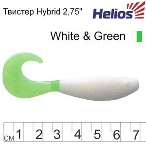 Твистер Hybrid 2,75"/7,0 см White & Green 7шт. (HS-13-016) Helios (0), фото 3