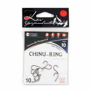 Крючок KOI "CHINU-RING", размер 10 (INT)/0.8 (AS), цвет BN (10 шт.), фото 5