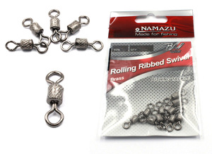 Вертлюг Namazu ROLLING RIBBED SWIVEL, латунь, цв. BN, р. 2/0, test-91 кг (уп.5 шт), фото 2