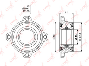 Подшипник ступицы задний с ABS LYNXauto WB-1005. Для: BMW БМВ 5(E39 / 60) 2.0-5.0 96-10, фото 1