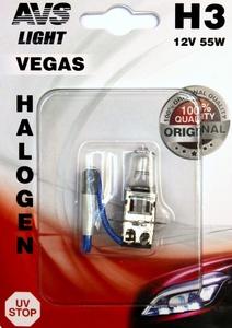 Галогенная автомобильная лампа AVS Vegas, H3, 12 В, 55 Вт, 3200 К, цоколь PK22s, фото 2