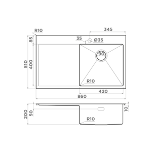 Кухонная мойка Omoikiri Akisame 86-IN-R нерж.сталь/нержавеющая сталь, фото 2