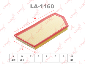 Фильтр воздушный LYNXauto LA-1160. Для MERCEDES-BENZ МЕРСЕДЕС-БЕНС C180D-300D(W205) 18>/CLS350D-450D(W257) 17>/E200D-400D(W213) 16>/GLE300D-450D(V167) 18>/S350D-450(W223) 17>, фото 1