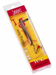Блесна вертикальная зимняя Lucky John NAIL BLADE с цепочкой и тройником 45мм C блистер, фото 3