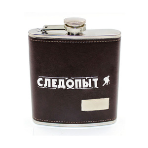 Фляжка «СЛЕДОПЫТ - Browny » в кож. оплете, 210 мл, цв. корич, фото 2