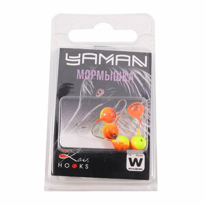 Мормышка вольф"ЯМАН"Шар с отв, р.6, вес 1,90 цв.жел.-оранж.(уп.5 шт.), фото 6