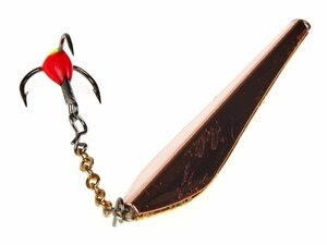 Блесна вертикальная зимняя Lucky John DOUBLE BLADE с цепочкой и тройником 50MM GC блистер, фото 3