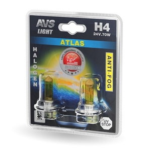 Галогенная автомобильная лампа AVS ATLAS, H4, 24 В, 75/70 Вт, 3000 К, цоколь P43t, 2 шт., фото 2
