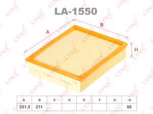 Фильтр воздушный LYNXauto LA-1550. Для: OPEL Frontera A 2.2-2.8TD 92-98 / Omega A 2.3D-3.6 87-94, фото 1