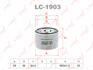 Фильтр масляный LYNXauto LC-1903. Для: SMART Fortwo(W451) 07>, NISSAN Kix 08> / Clipper 03-13 / Otti 05-13, MITSUBISHI Minica 90-98 / Pajero Mini I 94> / Toppo 90-03 / Town Box 98-03, фото 1