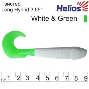 Твистер несъедоб. Long Hybrid 3,55"/9,0 см White & Green 100шт. (HS-15-016-N) Helios (0), фото 3