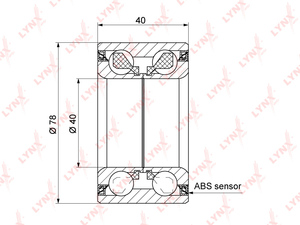 Подшипник ступицы передний (с ABS, 40x40x78) LYNXauto WB-1306. Для: Chevrolet, Шевроле, Aveo(Авео)(T300) 1.2-1.6 11> / Cobalt(Кобальт) 1.5 14> / Tracker 1.4-1.7D 12>, Opel, Опель, Meriva(Мерива)., фото 2