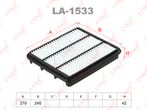 Фильтр воздушный LYNXauto LA-1533. Для CHEVROLET Шевролет Epica 2.0-2.5 06>/Evanda 2.0 05>, фото 1