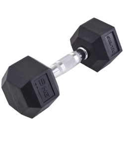 Гантель гексагональная Starfit DB-301 9 кг, обрезиненная, черный, фото 1