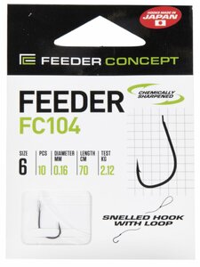 Крючки с поводком FC FEEDER сер. FC104 70см, разм.006, 0,16мм 10шт., фото 6