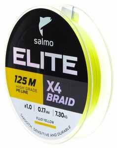 Шнур плетёный Salmo Elite х4 BRAID Fluo Yellow 125/017, фото 3