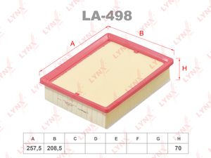 Фильтр воздушный LYNXauto LA-498. Для OPEL Опель Vivaro B 1.6 14>, RENAULT Рено Trafic III 1.6 14>, фото 1