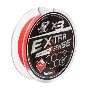 Шнур Extrasense X3 PE Red 92m 0.22/5LB 0.09mm (HS-ES-X3-0.22/5LB) Helios, фото 1