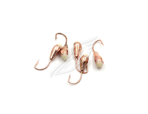 Мормышка "ЯМАН" капля с отв.,цв.COPPER PLATED, с фосф. пяткой, d 4, вес 0,45 г (уп. 5 шт.), фото 2