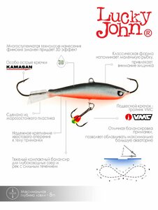 Балансир Lucky John NORDIC 4 с тр. 40мм/58 блистер, фото 6