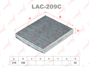 Фильтр салонный угольный LYNXauto LAC-209C. Для: NISSAN Almera(N16) 00> / Almera Classic 06> / Almera Tino 02> / Primera(P12) 02-07, фото 1