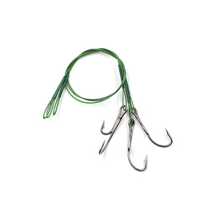 Поводок стальной NAMAZU Leader 1х7 Nylon Coated Green, d-0,42 мм, L-20 см, с живцовым крючком 4715 D, фото 2