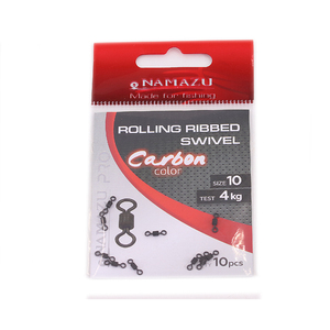 Вертлюг Namazu Pro ROLLING RIBBED SWIVEL, латунь, цв. Carbon, р. 10, test-4 кг (уп. 10 шт.), фото 2