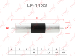 Фильтр топливный LYNXauto LF-1132. Для: BMW 3(E36/E46) 1.6-2.8 91-05 / 5(E34/E39) 2.0-4.0 94-03 / 7(E38) 2.8-5.0 94-01, фото 1